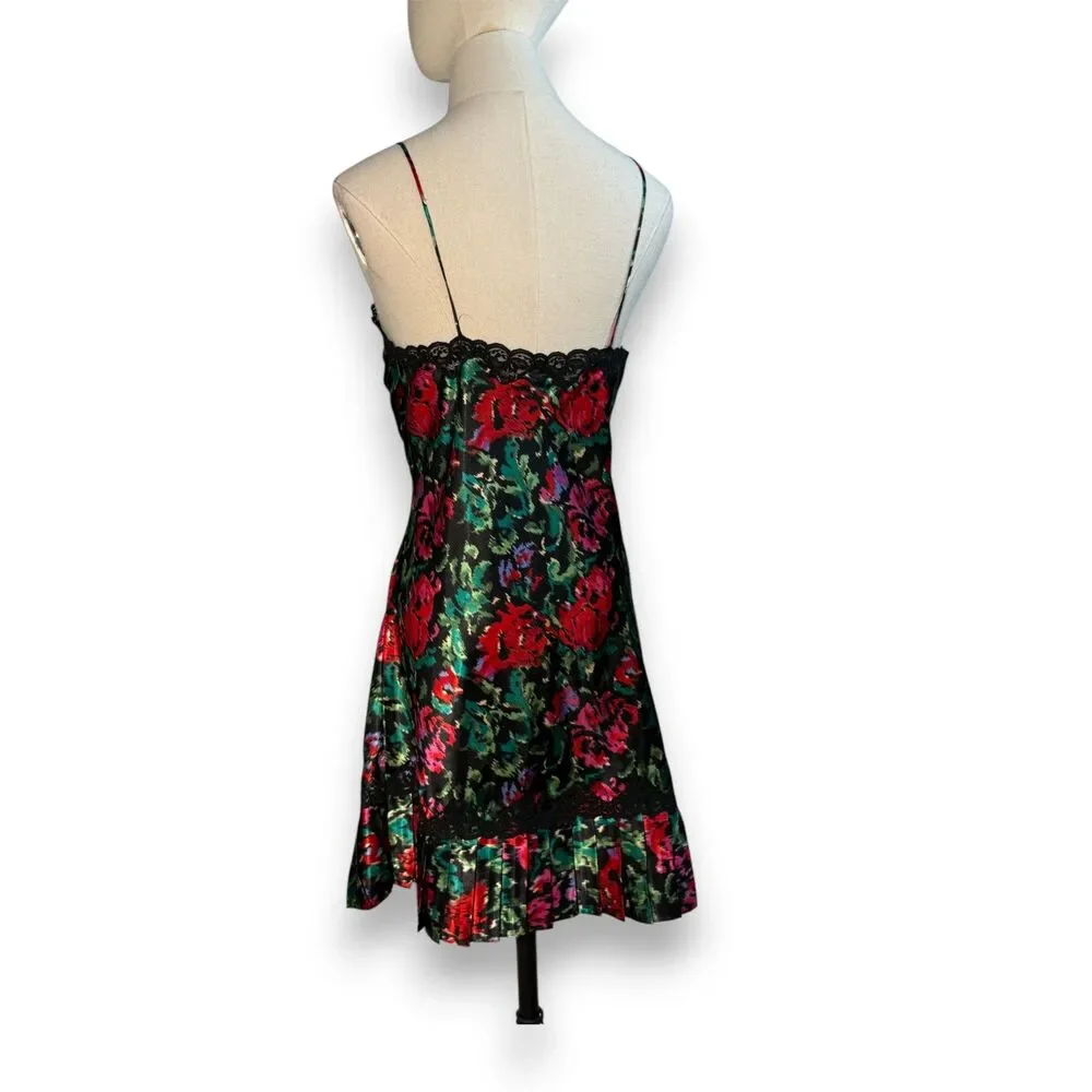 Vintage Victoria's Secret | Gold Label | Black Floral Garden Slip Dress | Sz S